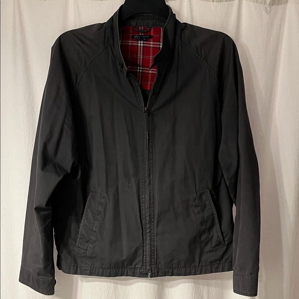 J. Crew Black Lightweight Jacket with Red Plaid Lining